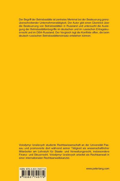 Produktbild: Der Begriff der Betriebsst&auml;tte im deutschen und im russischen Ertragsteuerrecht und im deutsch-russischen Doppelbesteuerungsabkommen. Ein Rechtsvergle