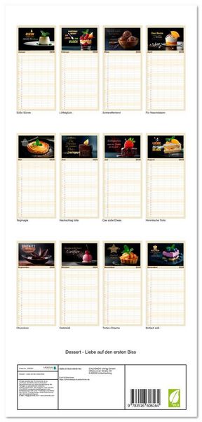 Produktbild: Familienplaner 2026 - Dessert - Liebe auf den ersten Biss mit 5 Spalten (Wandkalender, 21 x 45 cm) CALVENDO