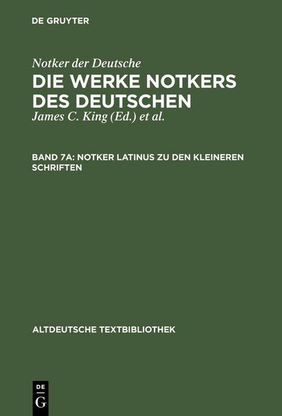 Produktbild: Notker latinus zu den kleineren Schriften