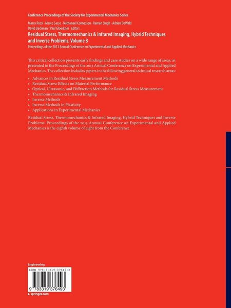 Produktbild: Residual Stress, Thermomechanics & Infrared Imaging, Hybrid Techniques and Inverse Problems, Volume 8