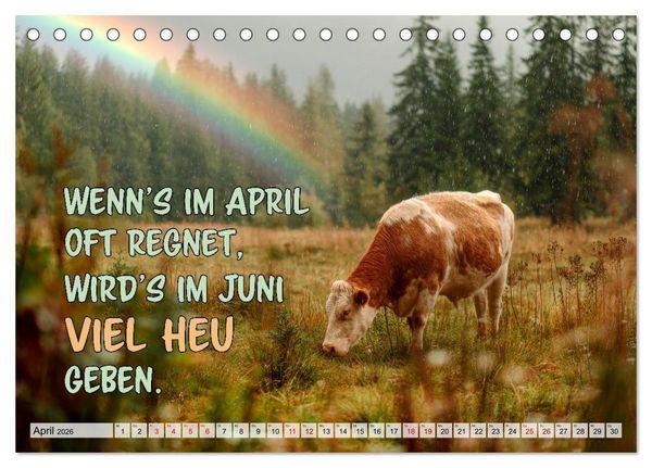 Produktbild: Bauernweisheiten - Stimmen der Natur (Tischkalender 2026 DIN A5 quer), CALVENDO Monatskalender
