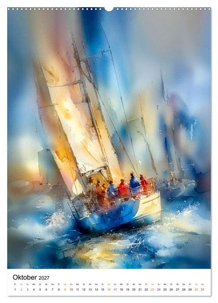 Produktbild: Segeln - Eleganz (hochwertiger Premium Wandkalender 2027 DIN A2 hoch), Kunstdruck in Hochglanz