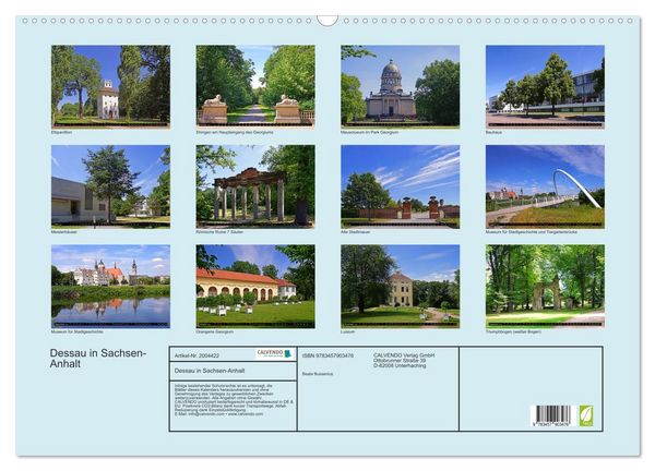 Produktbild: Dessau in Sachsen-Anhalt (Wandkalender 2026 DIN A2 quer), CALVENDO Monatskalender