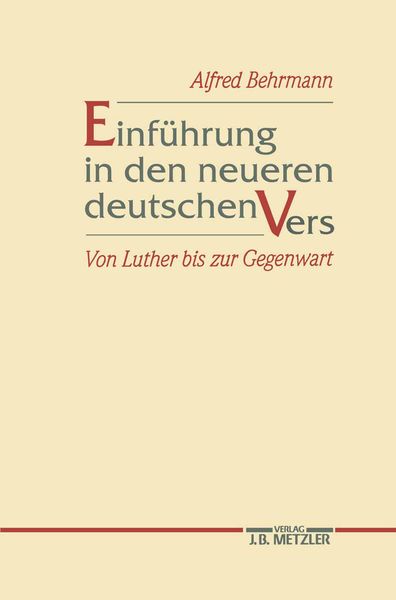 Produktbild: Einf&uuml;hrung in den neueren deutschen Vers