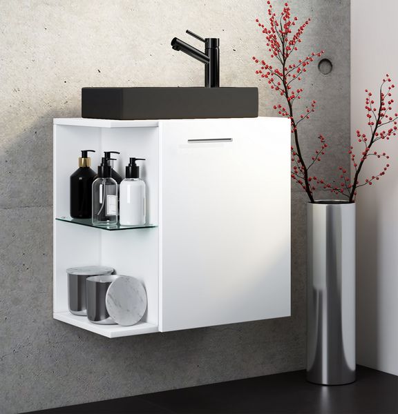 Produktbild: 2-tlg Waschtisch Hausa Toilette schmal Schwarz