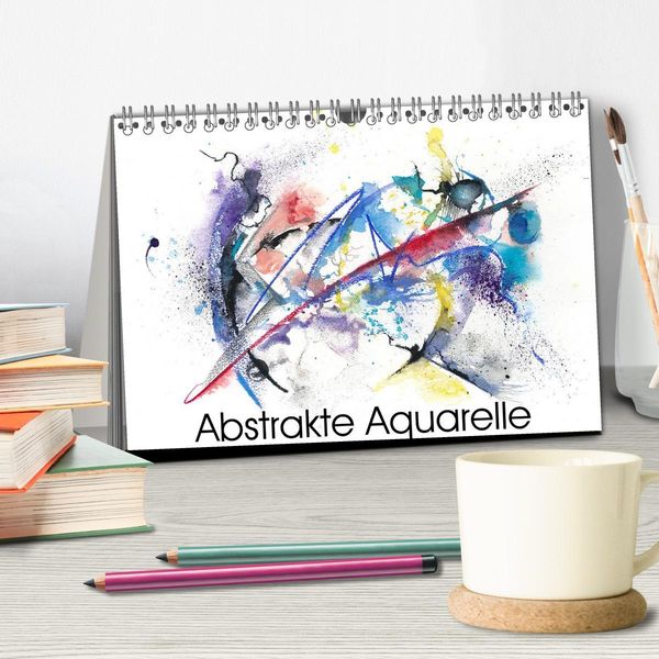 Produktbild: Abstrakte Aquarelle (Tischkalender 2026 DIN A5 quer), CALVENDO Monatskalender