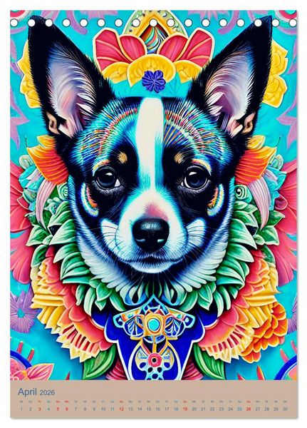 Produktbild: Chihuahuas. Kunstvolle Portr&auml;ts der kleinen Hunde (Tischkalender 2026 DIN A5 hoch), CALVENDO Monatskalender