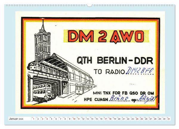 Produktbild: Amateurfunk in der DDR - Historische QSL-Karten (Wandkalender 2026 DIN A2 quer), CALVENDO Monatskalender