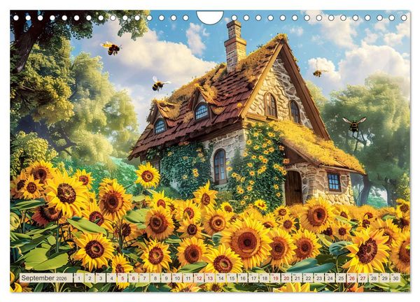 Produktbild: Kleine Cottages - Romantische Fantasieh&auml;uschen (Wandkalender 2026 DIN A4 quer), CALVENDO Monatskalender