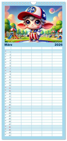 Produktbild: Familienplaner 2026 - Buddy Stars - Abenteuer f&uuml;r Kinder mit 5 Spalten (Wandkalender, 21 x 45 cm) CALVENDO
