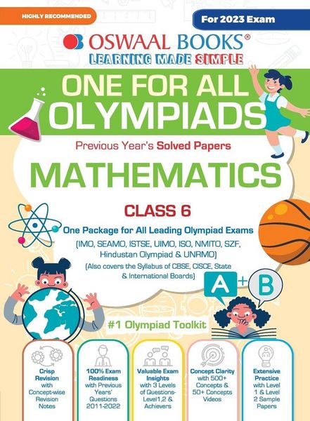 Produktbild: Oswaal One For All Olympiad Previous Years' Solved Papers, Class-6 Mathematics Book (For 2023 Exam)