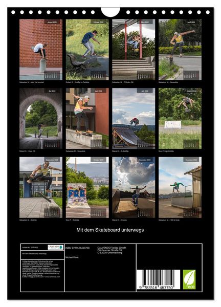 Produktbild: Mit dem Skateboard unterwegs (Wandkalender 2026 DIN A4 hoch), CALVENDO Monatskalender