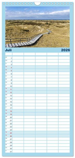 Produktbild: Familienplaner 2026 - Inselbilder Amrum mit 5 Spalten (Wandkalender, 21 x 45 cm) CALVENDO