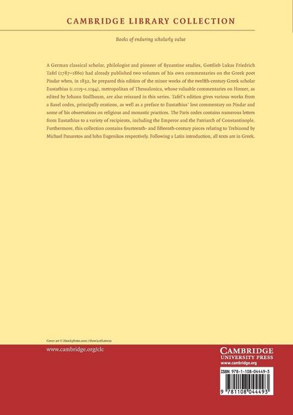 Produktbild: Eustathii Metropolitae Thessalonicensis Opuscula. Accedunt Trapezuntinae Historiae Scriptores Panaretus Et Eugenicus