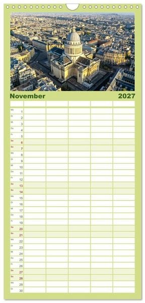 Produktbild: Familienplaner 2027 - Bonjour Paris mit 5 Spalten (Wandkalender, 21 x 45 cm) CALVENDO