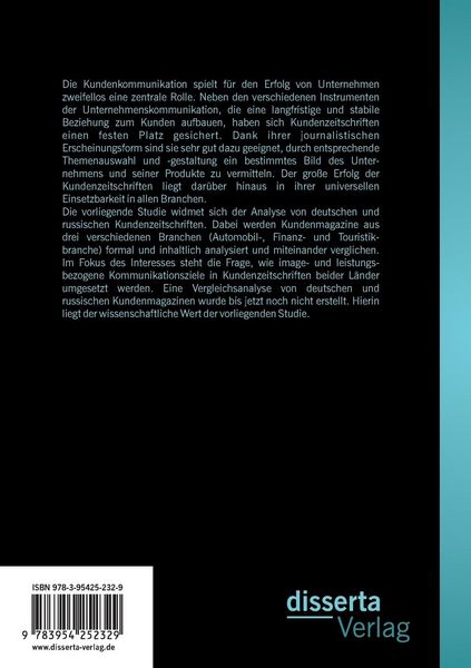 Produktbild: Kundenzeitschriften in der Unternehmenskommunikation: Eine Vergleichsanalyse deutscher und russischer Kundenzeitschriften
