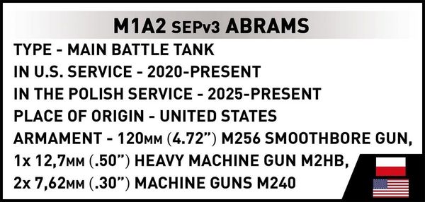 Produktbild: COBI Armed Forces 2633 - M1A2 SEPv3 Abrams PL, Bausatz 1:35, 1065 Klemmbausteine