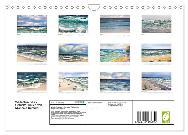 Produktbild: Wellenbrausen - Gemalte Wellen von Michaela Spreider (Wandkalender 2026 DIN A4 quer), CALVENDO Monatskalender