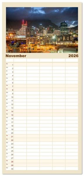 Produktbild: Familienplaner 2026 - Sehnsuchtsh&auml;fen in der Nacht mit 5 Spalten (Wandkalender, 21 x 45 cm) CALVENDO
