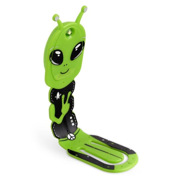 Produktbild: Flexilight Pals Leselicht (Aliens) - grün - 2 in 1 Leselampe & Lesezeichen - LED Leselicht - Geschenk für Leser, Buchliebhaber - Deutsche Ausgabe