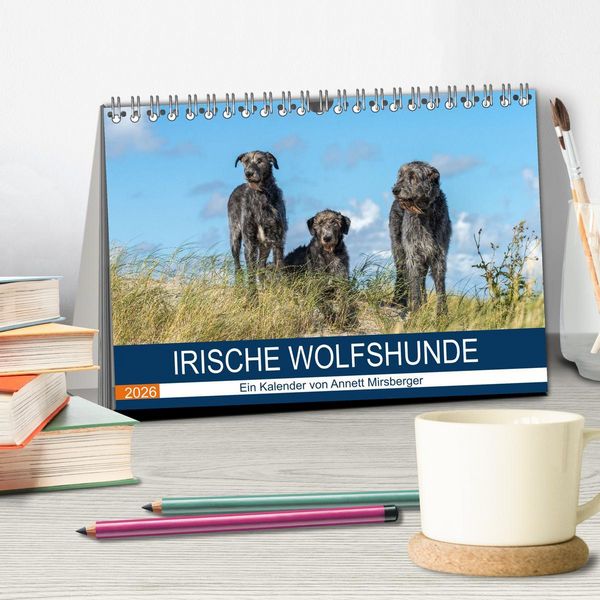 Produktbild: Irische Wolfshunde (Tischkalender 2026 DIN A5 quer), CALVENDO Monatskalender