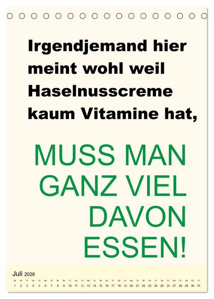 Produktbild: Spr&uuml;che-Kalender. Lustiges f&uuml;r die Familie! (Tischkalender 2026 DIN A5 hoch), CALVENDO Monatskalender
