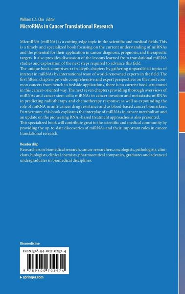 Produktbild: MicroRNAs in Cancer Translational Research