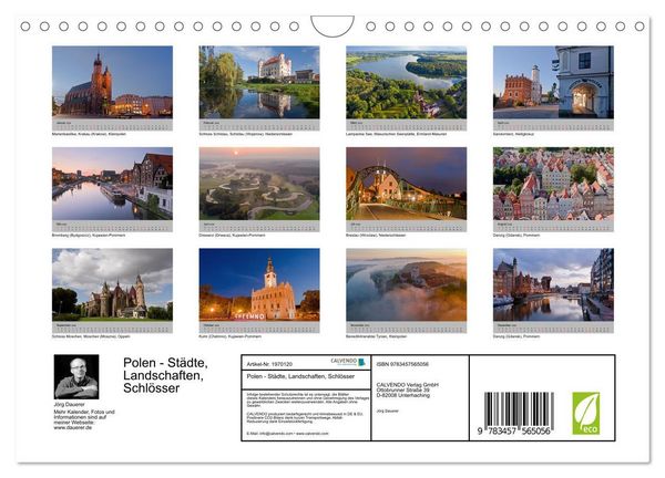 Produktbild: Polen - St&auml;dte, Landschaften, Schl&ouml;sser (Wandkalender 2026 DIN A4 quer), CALVENDO Monatskalender