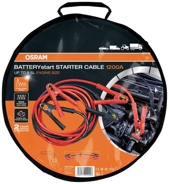 Produktbild: Osram Automotive BATTERYstart STARTER CABLE 500A Starthilfekabel 50 mm&sup2; Aluminium (kupferbeschichtet) 5 m mit Kunststoffzangen