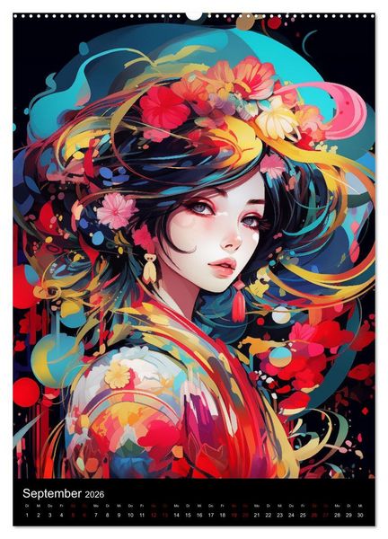 Produktbild: Manga Flower Girls (Wandkalender 2026 DIN A2 hoch), CALVENDO Monatskalender