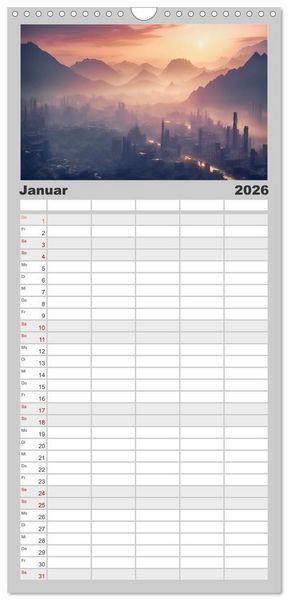 Produktbild: Familienplaner 2026 - Gigapolis mit 5 Spalten (Wandkalender, 21 x 45 cm) CALVENDO