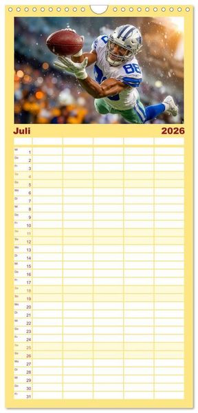 Produktbild: Familienplaner 2026 - American Football - Touchdown durchs Jahr mit 5 Spalten (Wandkalender, 21 x 45 cm) CALVENDO