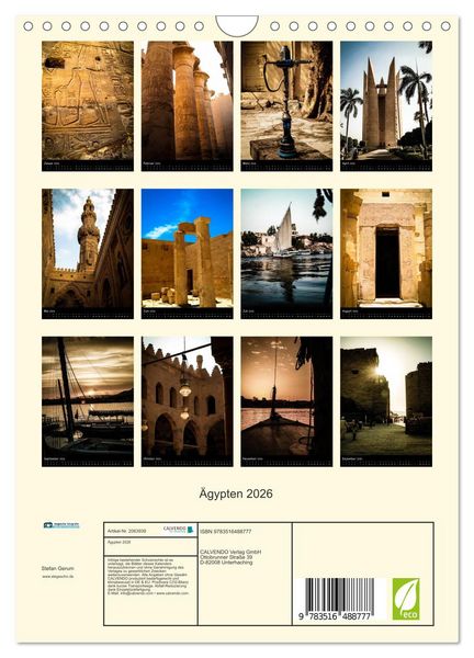 Produktbild: &Auml;gypten 2026 (Wandkalender 2026 DIN A4 hoch), CALVENDO Monatskalender