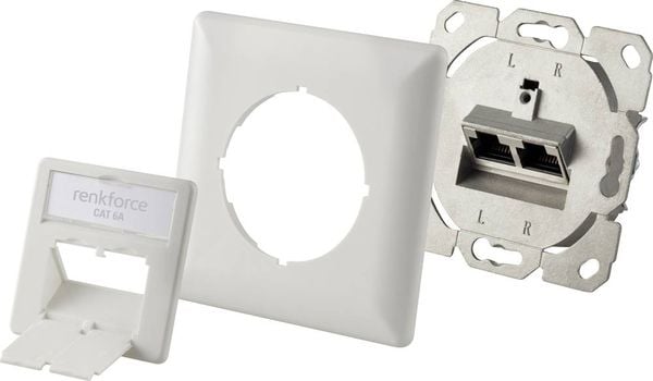 Produktbild: Renkforce Netzwerkdose Unterputz Einsatz CAT 6a 2 Port Wei&szlig;