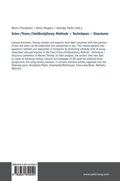 Produktbild: Inter-/Trans-/Unidisciplinary Methods &ndash; Techniques &ndash; Structures