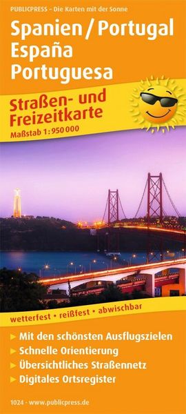 Produktbild: Publicpress Stra&szlig;en- und Freizeitkarte Spanien / Portugal, Espa&ntilde;a, Portuguesa 1:950.000