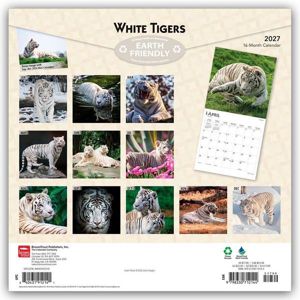 Produktbild: White Tigers &ndash; Wei&szlig;e Tiger 2027 &ndash; 16-Monatskalender