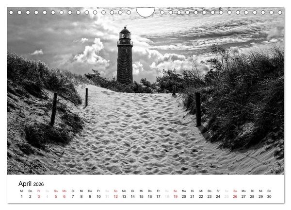 Produktbild: Ostseebad Zingst - Impressionen in Schwarz-Wei&szlig; (Wandkalender 2026 DIN A4 quer), CALVENDO Monatskalender