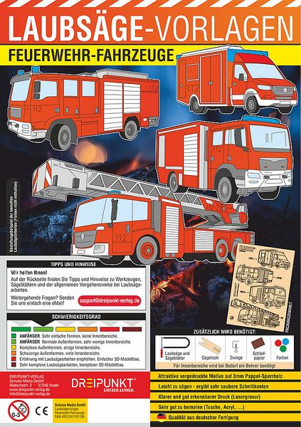 Produktbild: Laubs&auml;gevorlagen Feuerwehr-Fahrzeuge