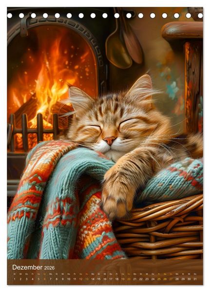 Produktbild: Kuschelkatzen - Fellnasen im Schlummerland (Tischkalender 2026 DIN A5 hoch), CALVENDO Monatskalender