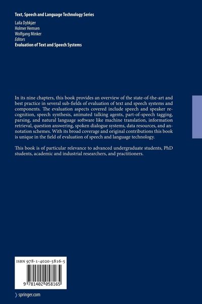 Produktbild: Evaluation of Text and Speech Systems