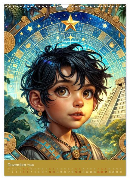 Produktbild: Regenwaldkinder - Ein vom Leben der Mayas inspierter Kinderkalender (Wandkalender 2026 DIN A3 hoch), CALVENDO Monatskalender