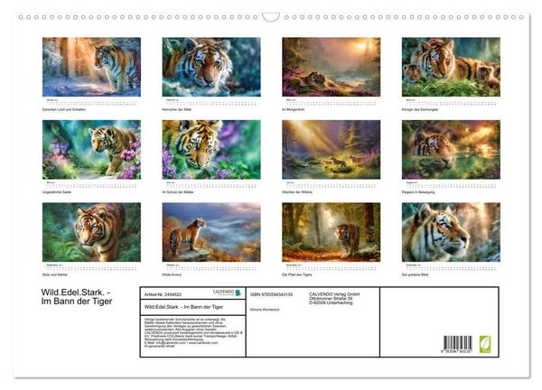 Produktbild: Wild.Edel.Stark. - Im Bann der Tiger (Wandkalender 2027 DIN A2 quer), CALVENDO Monatskalender