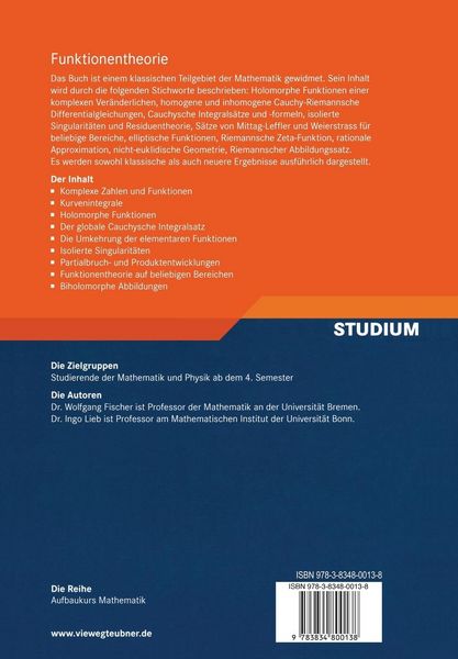 Produktbild: Funktionentheorie