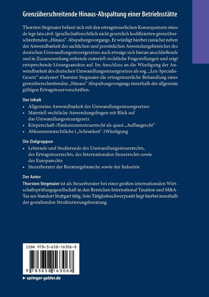Produktbild: Grenz&uuml;berschreitende Hinaus-Abspaltung einer Betriebsst&auml;tte