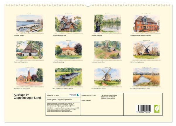 Produktbild: Ausfl&uuml;ge im Cloppenburger Land (hochwertiger Premium Wandkalender 2026 DIN A2 quer), Kunstdruck in Hochglanz