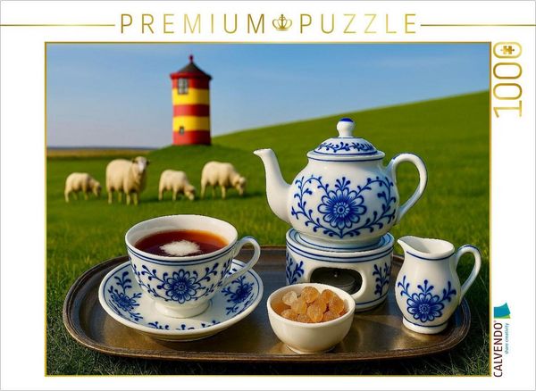Produktbild: CALVENDO Puzzle Ostfriesische Teezeremonie mit W&ouml;lkchen | 1000 Teile Lege-Gr&ouml;&szlig;e 64x48cm Foto-Puzzle f&uuml;r gl&uuml;ckliche Stunden