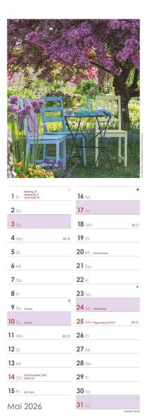 Produktbild: Gartenzauber 2026 - Streifenkalender 15x42 cm - mit viel Platz für Eintragungen - Gärten - Bildkalender - Wandplaner - Gartenkalender