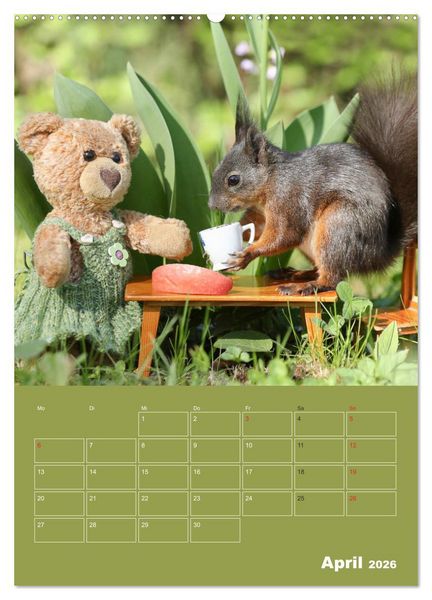 Produktbild: Eichh&ouml;rnchen - Abenteuer mit Freund Teddy (Wandkalender 2026 DIN A2 hoch), CALVENDO Monatskalender