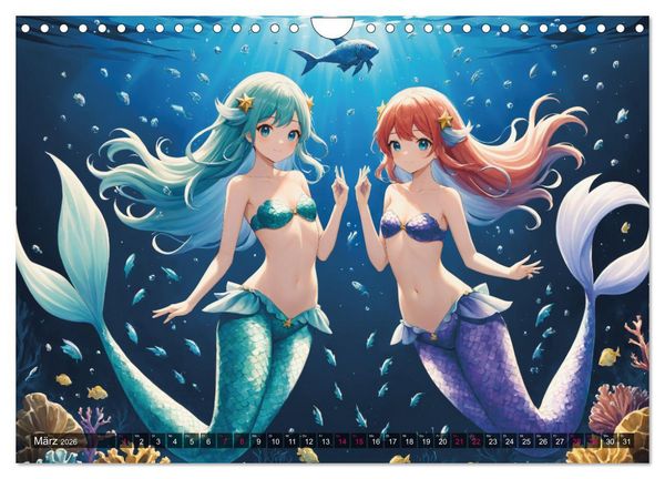 Produktbild: Manga Kalender Sternzeichen (Wandkalender 2026 DIN A4 quer), CALVENDO Monatskalender